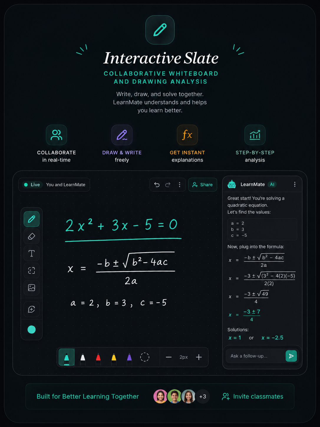 Student using an interactive digital slate