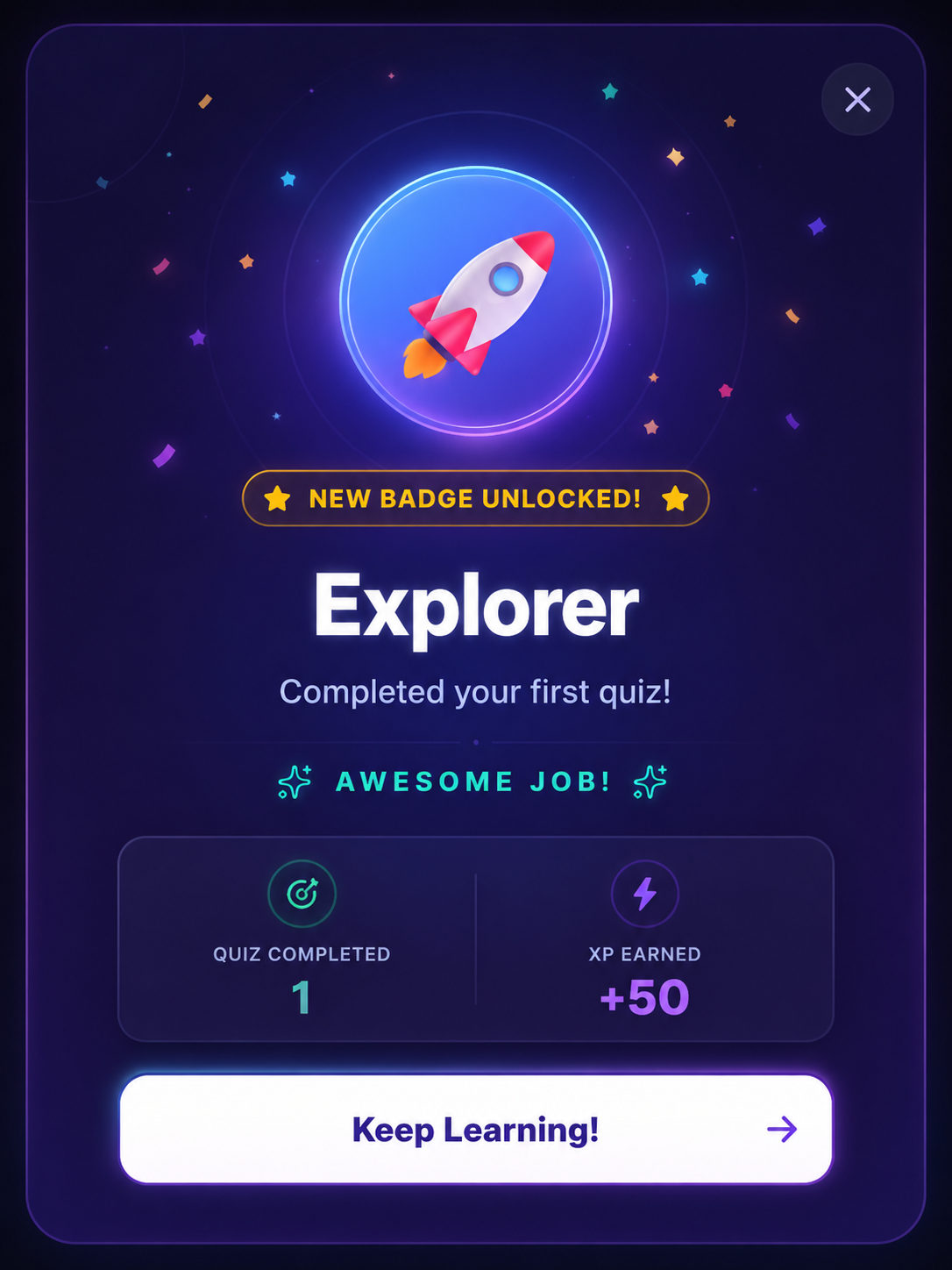 Reward badges earned by students
